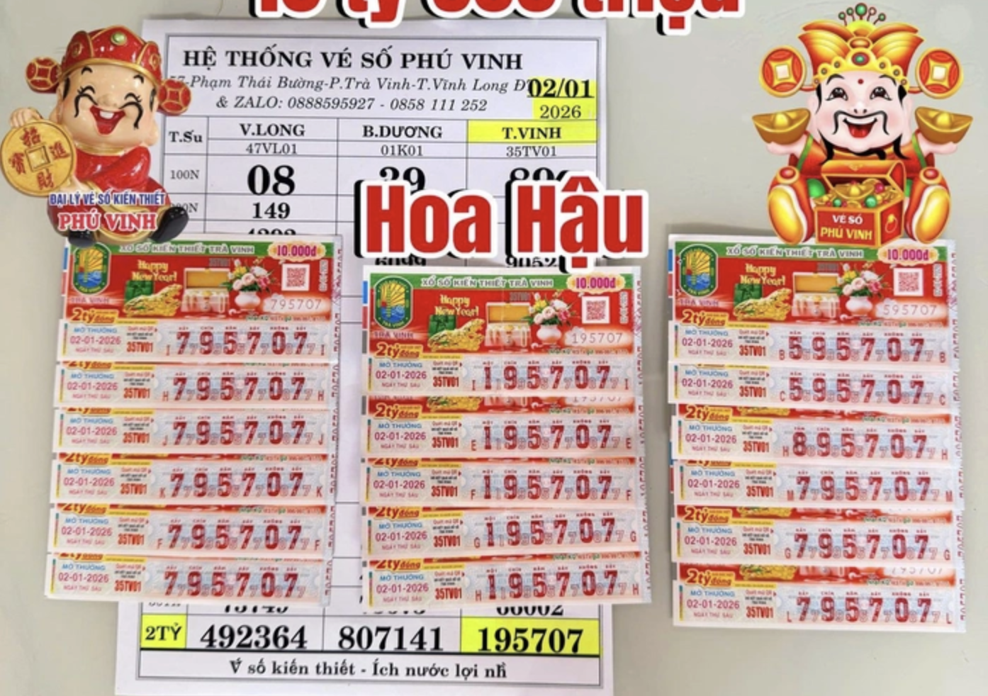 Tuần qua, giải độc đắc của xổ số miền Nam trúng tại Vĩnh Long đến 6 lần. Ảnh: ĐLVS Phú Vinh