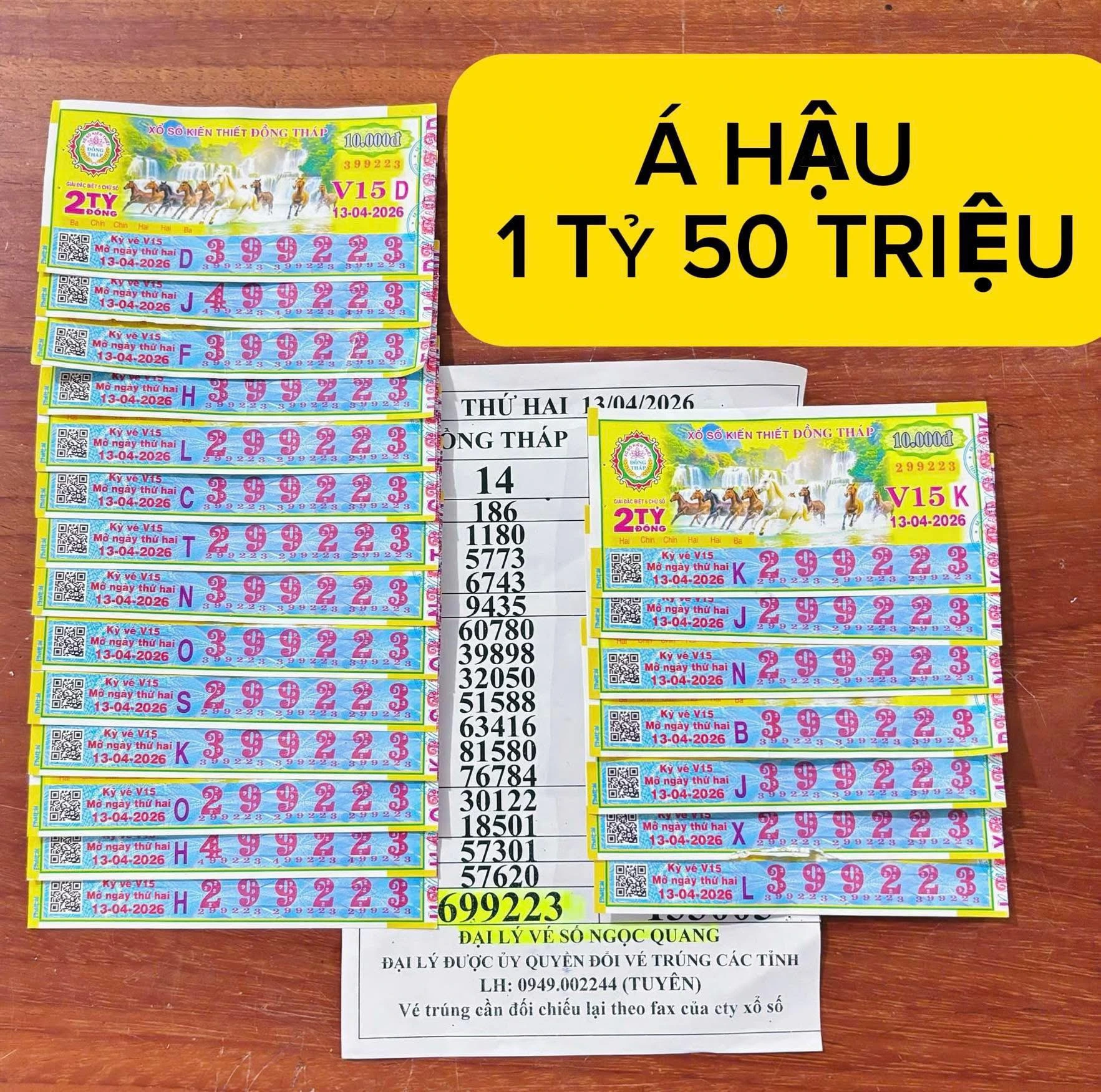Những tờ vé số trúng an ủi xổ số miền Nam được đại lý vé số Ngọc Quang đổi thưởng